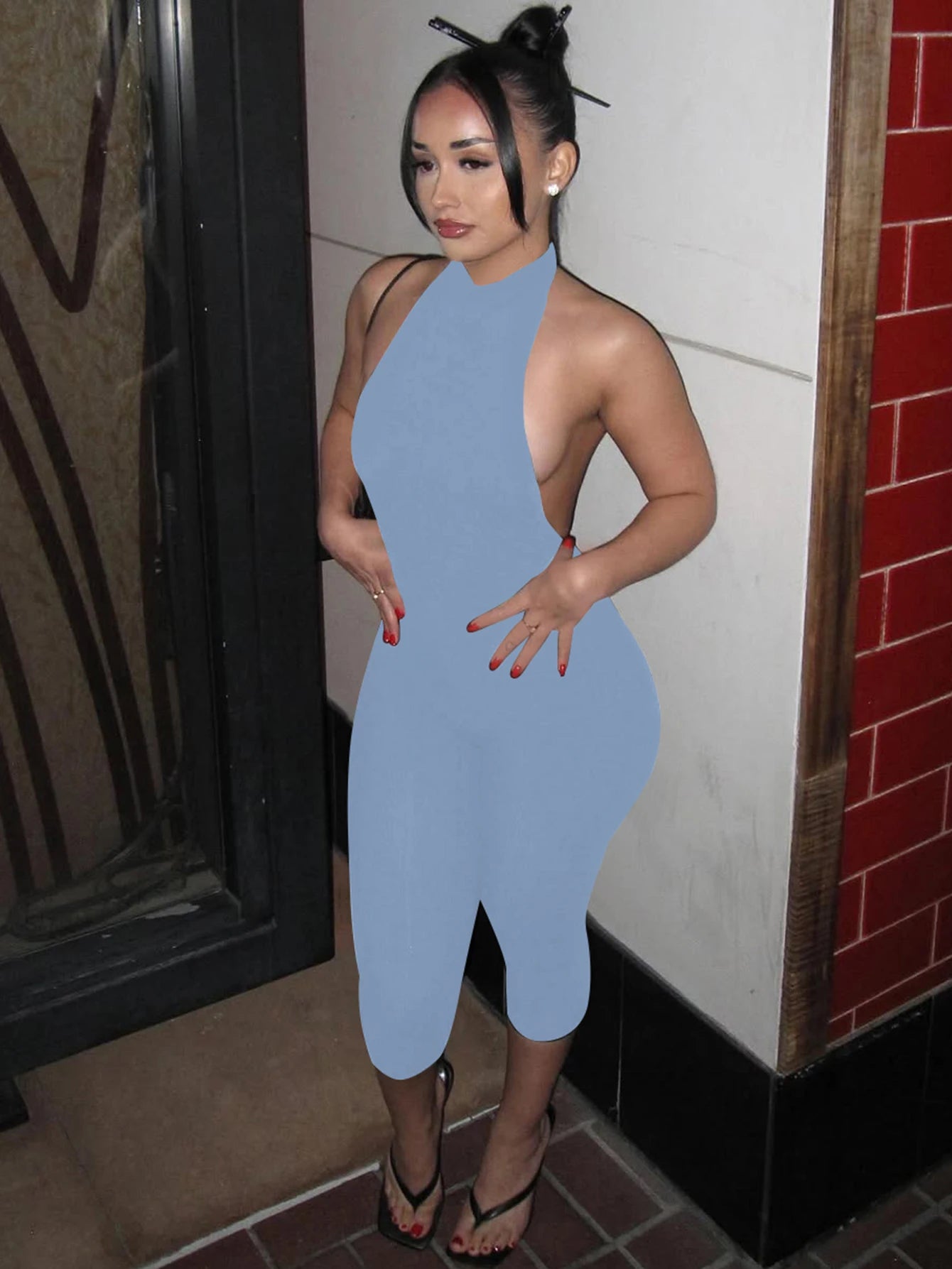 Ribbed Halter Romper